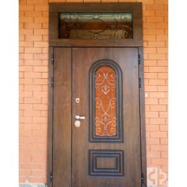 Входная дверь "Палермо" двустворчатая с фрамугой выполнена под заказ 