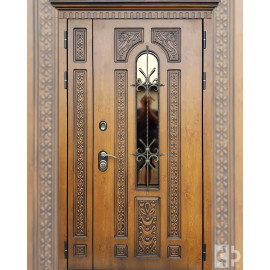 Входная двустворчатая дверь "Эксклюзив 7" выполнена под заказ  (атмосферостойкий VINORIT, патина)
